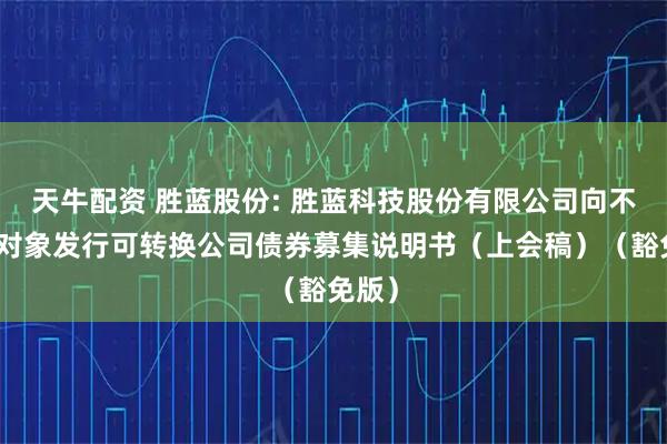 天牛配资 胜蓝股份: 胜蓝科技股份有限公司向不特定对象发行可转换公司债券募集说明书（上会稿）（豁免版）