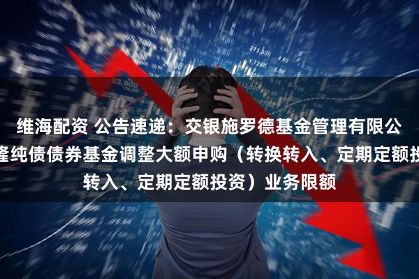 维海配资 公告速递：交银施罗德基金管理有限公司关于交银裕隆纯债债券基金调整大额申购（转换转入、定期定额投资）业务限额